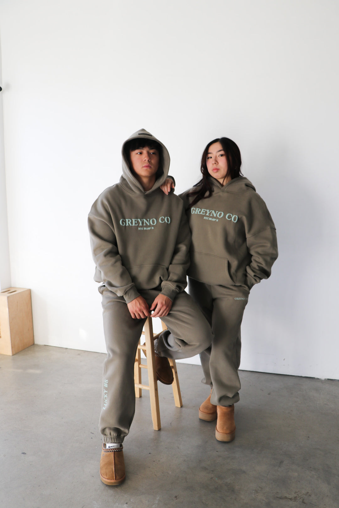 lucky 8 hoodie - Stone Green